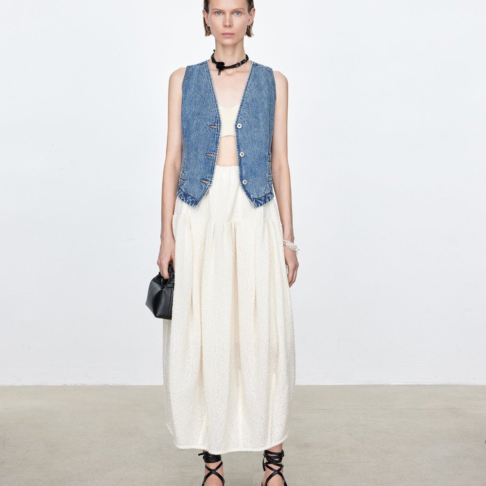 CHICJOC Women Merino Wool Jacquard Weave Skirt size 40